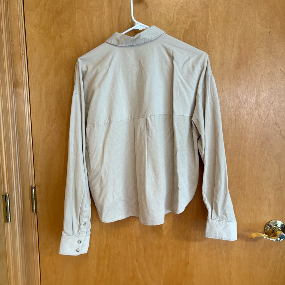 NWT Madewell Beige High-Low Corduroy Shirt in women’s size medium‎ - Picture 6 of 9
